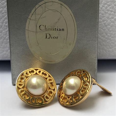 christian dior pearl earrings replica|Christian Dior vintage pearl earrings.